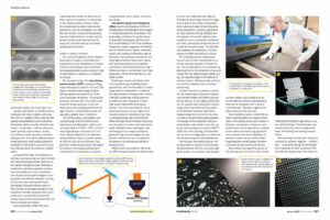 Image of spread page from EuroPhotonics about additive optics developments
